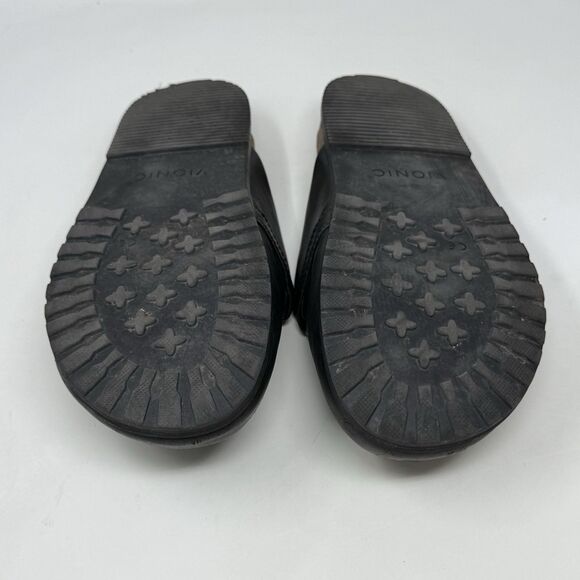 Vionic Georgie Mules Womens 8 Black Leather Silver Chain Slip On Comfort Flats - Picture 15 of 15